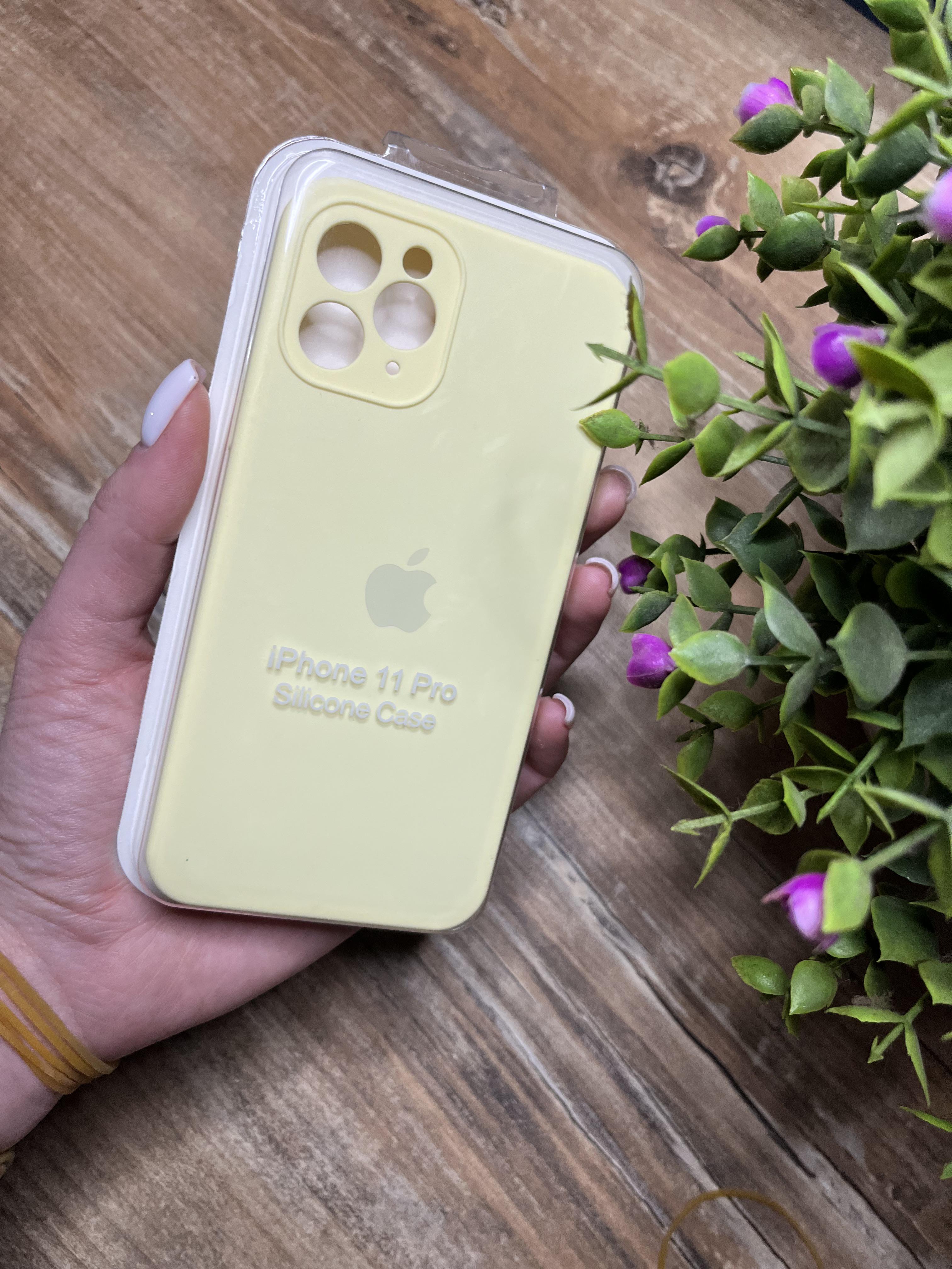 Чехол накладка на iPhone (Айфон) 11 pro квадратные борта silicone case full camera Apple