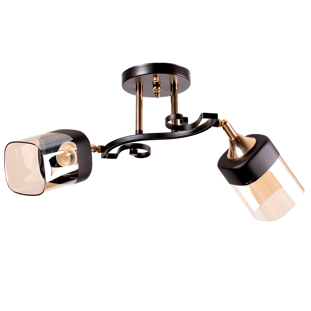 Люстра Svet с двумя поворотными плафонами под лампу Е27 Черно-золотой (SR-N3846/2 FG+BK)