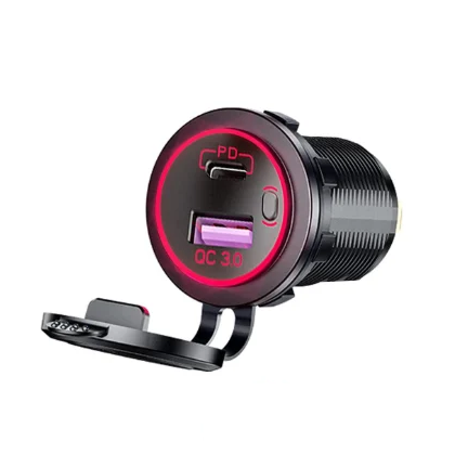 Автомобільний зарядний пристрій 60 Вт QC3.0 USB та PD Type-C Червоний Автомобільний зарядний пристрій 60 Вт QC3.0 USB та PD Type-C Червоний