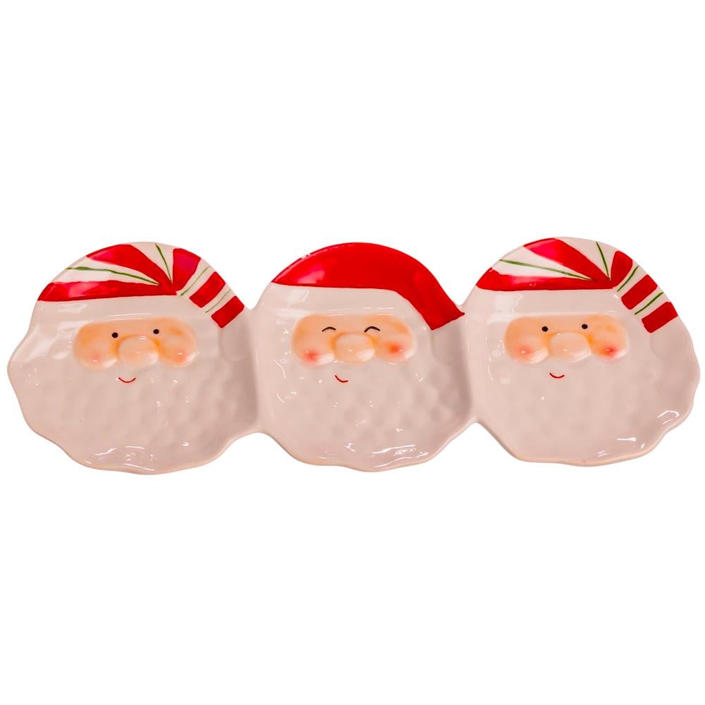 Менажниця порцелянова Санта Клаус на 3 секції 33,5х12,5 см (CR-1-33)