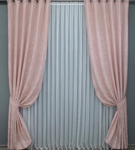 Комплект штор Sultan YL жаккард 1,5х2,7 м 2 шт. Бледно-розовый (1370ш) - фото 1 Комплект штор Sultan YL жаккард 1,5х2,7 м 2 шт. Бледно-розовый (1370ш) - фото 1