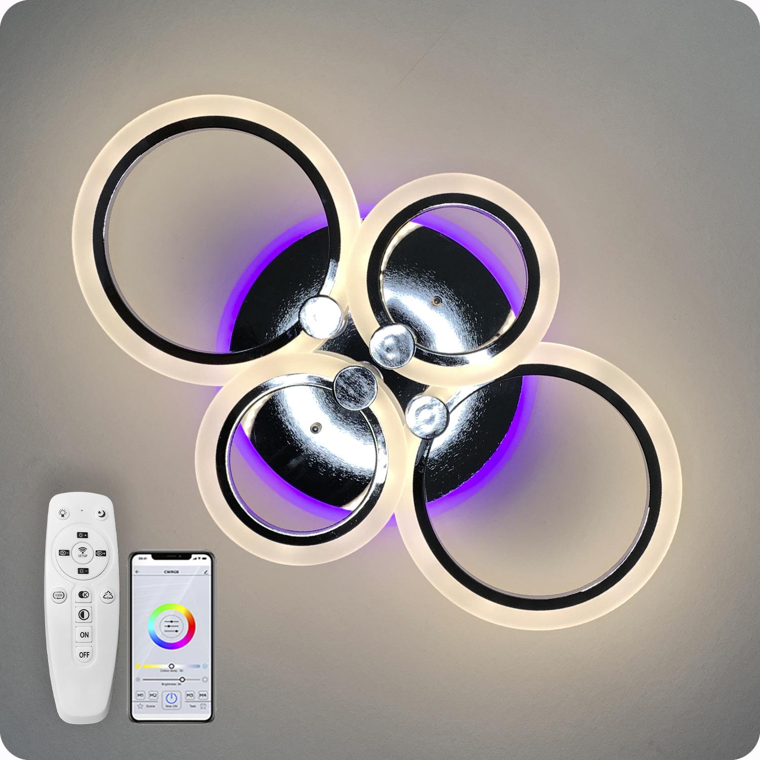 Люстра світлодіодна 517 Dlight 3color з пультом 80 Вт Хром (01530) - фото 6 Люстра світлодіодна 517 Dlight 3color з пультом 80 Вт Хром (01530) - фото 6