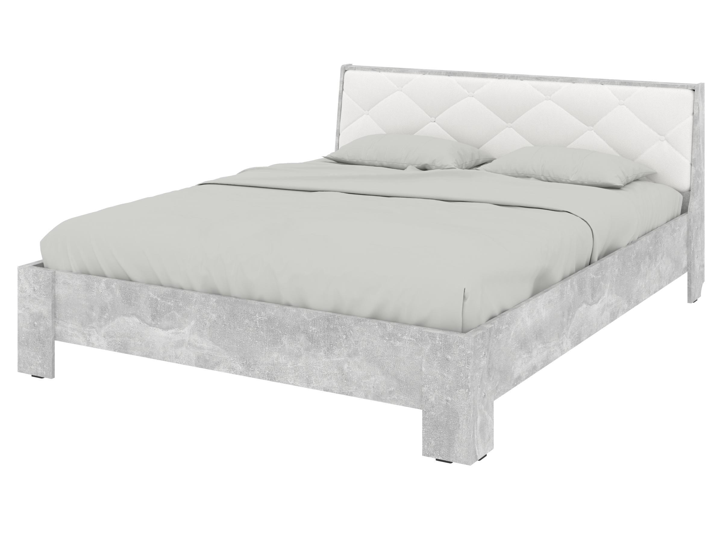 Кровать двуспальная PEHOTIN Кровать-160 Моника 160x200 см Бетон/Белый VIP (PN-101001)
