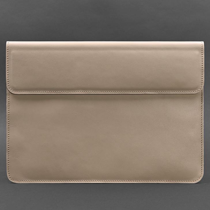 Чехол кожаный-конверт на магнитах для MacBook 15" Светло-бежевый (A-027691) - фото 4