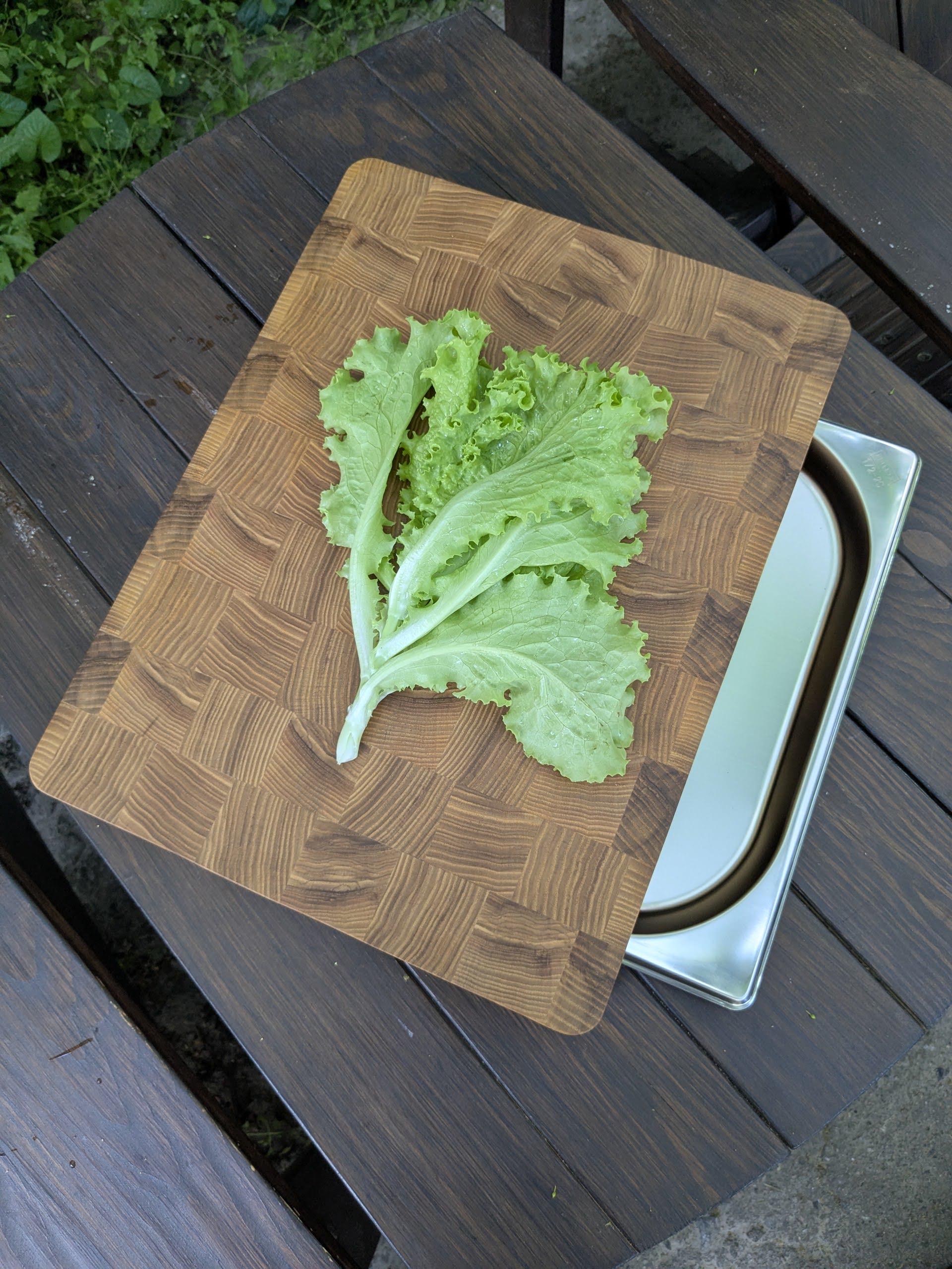 Дошка кухонна торцева для нарізання з гастроємністю з бічними ручками та силіконовими ніжками 400х300х60 мм (BR-002)