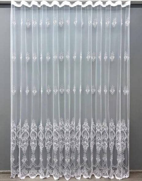 Тюль из фатина с вышивкой и люрексом Холодный белый (1571т)