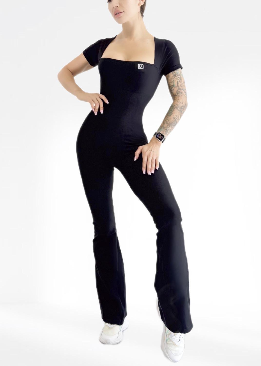 Комбинезон женский спортивный LILAFIT клеш M Черный (LFJ000061)