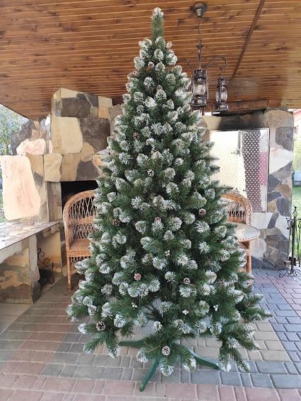 Ялинка штучна Хатинка Кармен із сріблястими шишками/перлинами/підставкою 2,50 м Зелений (КС 2,5)