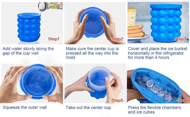 Форма для льда силиконовая с пластиковой чашей Ice Bucket 12,8x10x14 см Blue (ME0021163) - фото 6 Форма для льда силиконовая с пластиковой чашей Ice Bucket 12,8x10x14 см Blue (ME0021163) - фото 6