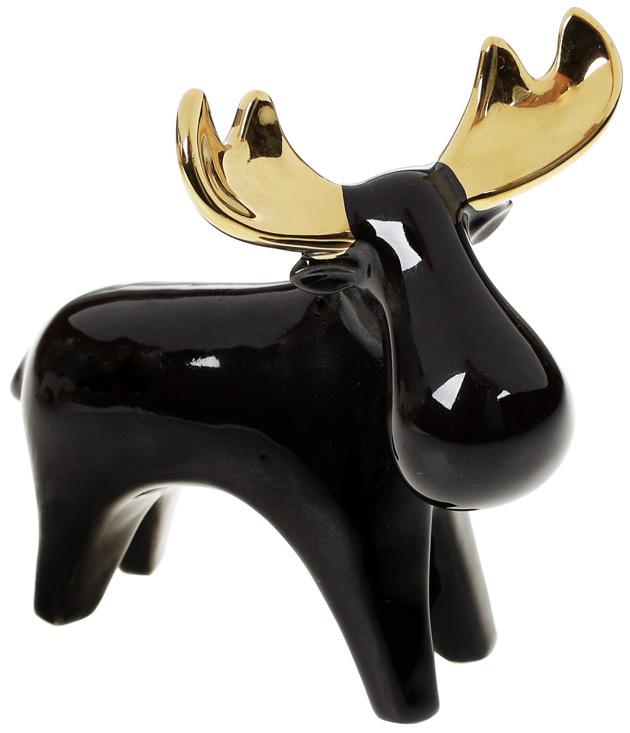 Статуэтка фарфоровая Лось с золотыми рогами 13х8,8х13,6 см Черный (BD-FG2-308)