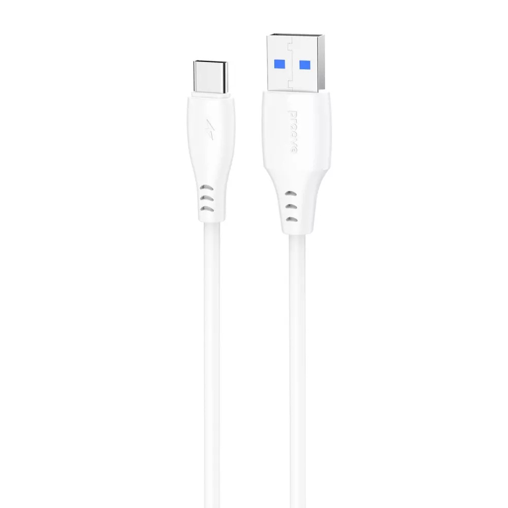 Кабель для зарядки Proove Simple Silicone, USB to Type-C, 3 А, длина 1 м, Белый (CCSS15001202)