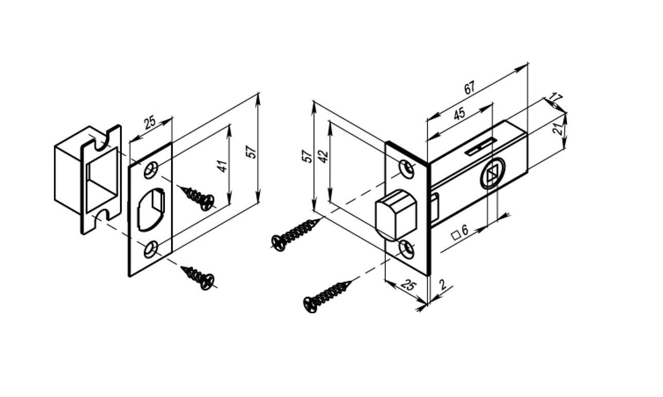 Задвижка врезная Paladii 45 AB Бронзовый (ПМ054) - фото 3 Задвижка врезная Paladii 45 AB Бронзовый (ПМ054) - фото 3