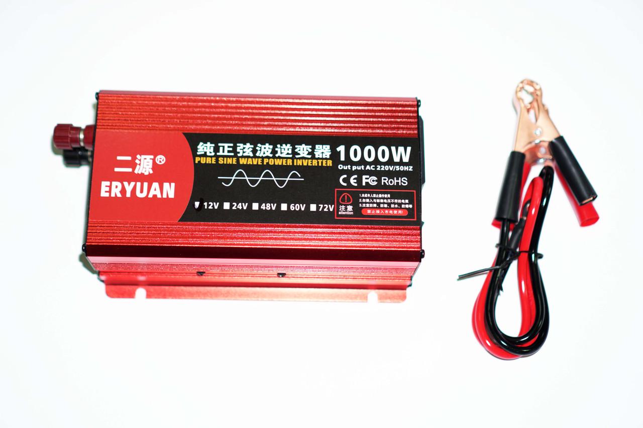 Автомобильный инвертор ERYUAN с чистой синусоидой и вольтметром 1000W LCD DC/AC 12V-220V (17895094) - фото 2