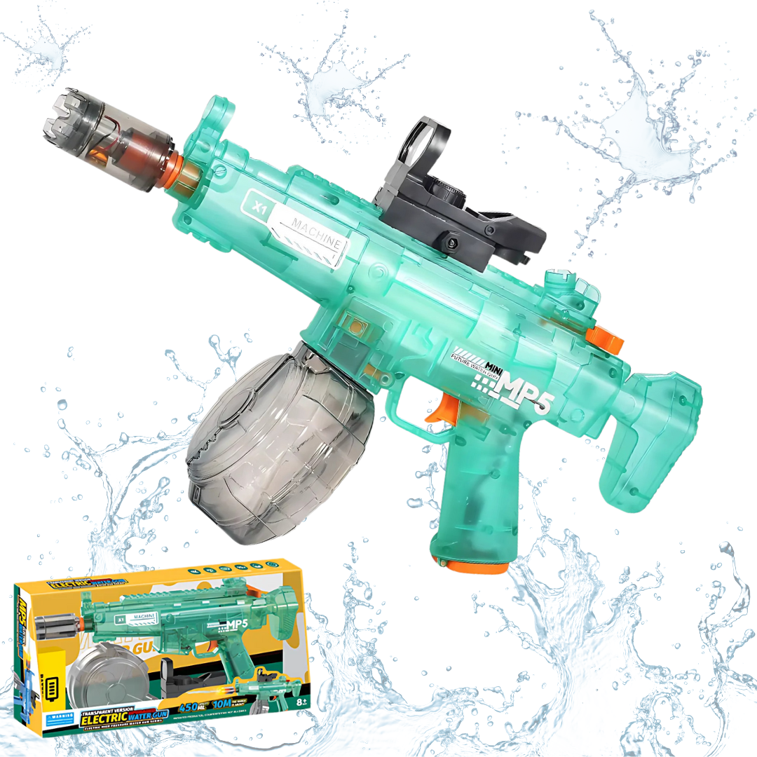 Пистолет водный электрический для детей MP5 на аккумуляторе с подсветкой Зеленый