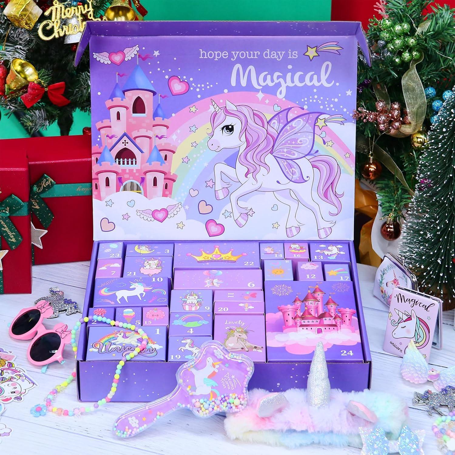 Адвент-календар для дівчинки біжутерія прикраси Magical на 24 вікна зі сюрпризами 142 елементи (29824069) - фото 5