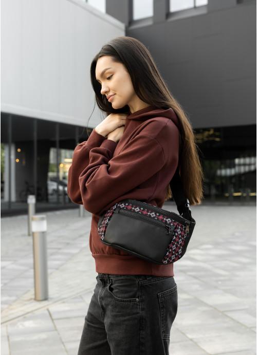 Поясная сумка женская Sambag из экокожи с принтом Черный (1108038617)