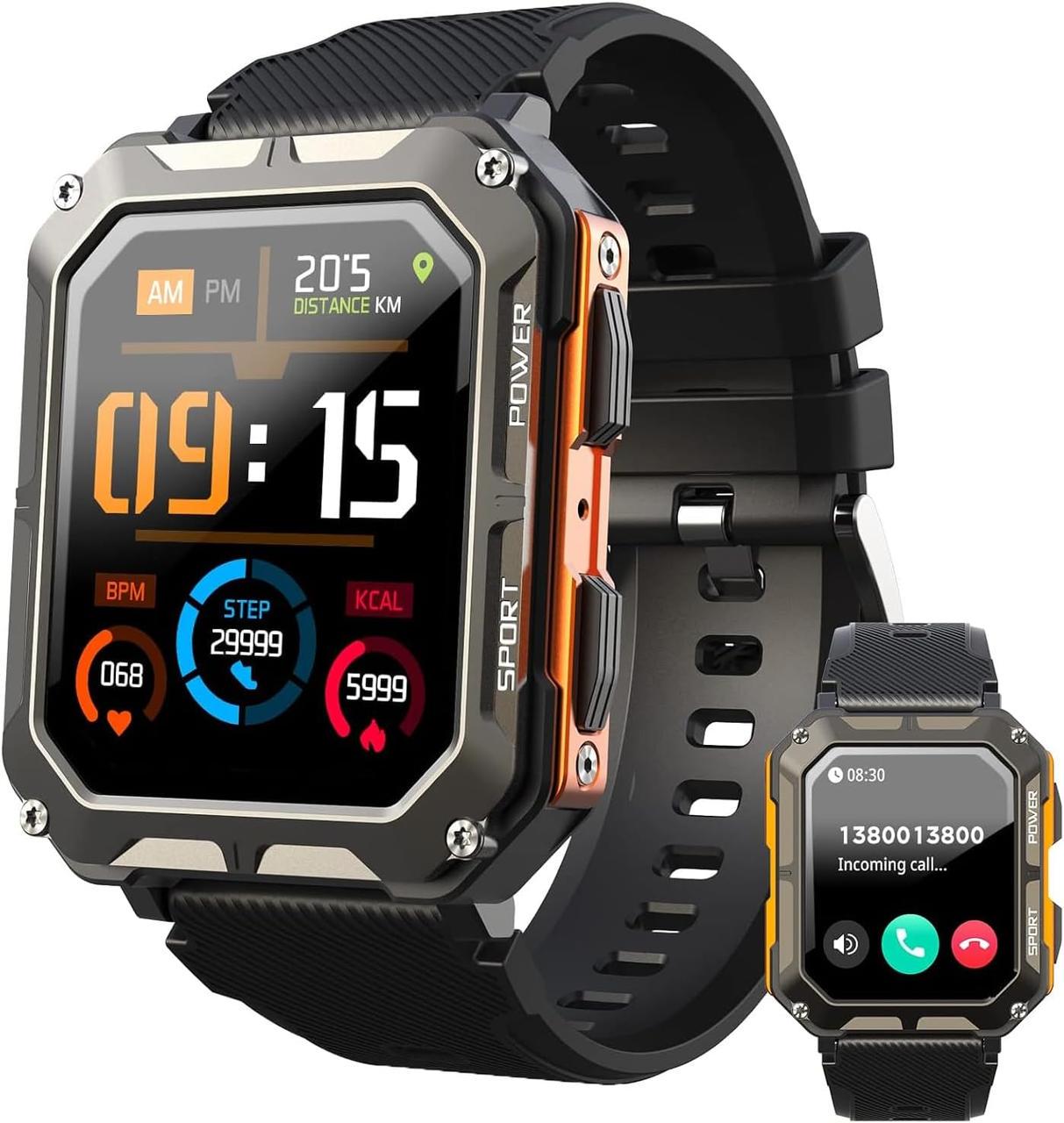 Смарт-годинник для чоловіків ZONEY C20PRO військовий 1,83” HD екран водонепроникний IP68 з одним ремінцем