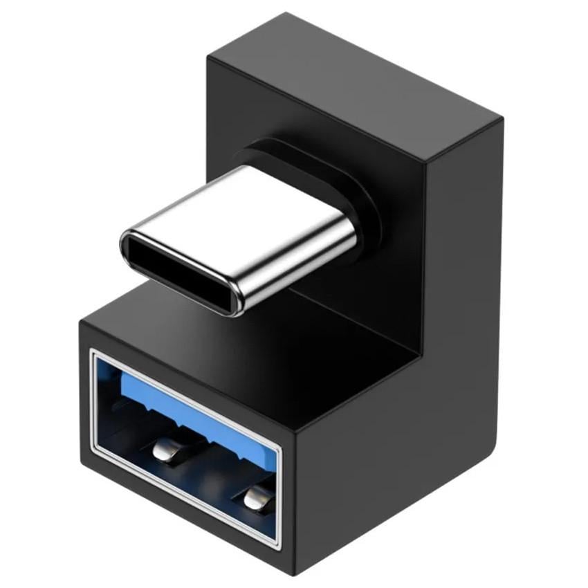 Перехідник SUNROZ адаптер П-подібний Type-C Male-USB 3.0 Female 10Gbps 5V 3A (A-48680)