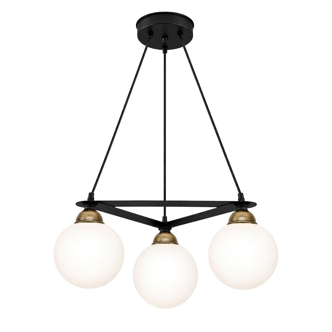 Люстра MSK ELECTRIC Luna на три плафона в форме шара под лампу Е27 Черный (PL 102026-3 BK) Люстра MSK ELECTRIC Luna на три плафона в форме шара под лампу Е27 Черный (PL 102026-3 BK)