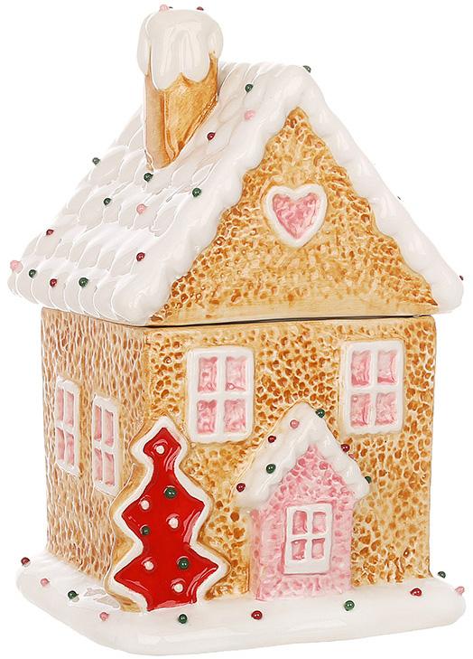 Банка керамическая для печенья и сладостей Пряничный Дом 850 мл Коричневый