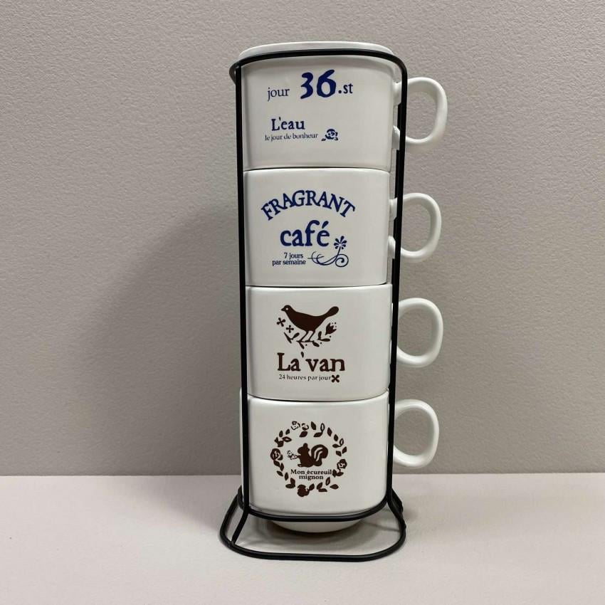 Набір чашок Stenson R93985 на металевій підставці 4 шт. (2276663078) - фото 2