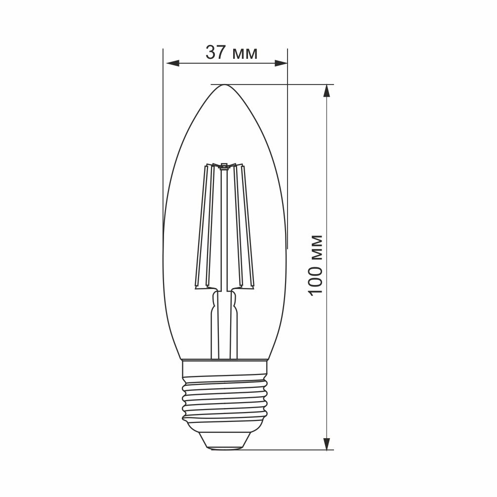 Лампа светодиодная Videx Filament C37F 4 Вт E27 4100K (VL-C37F-04274) - фото 3