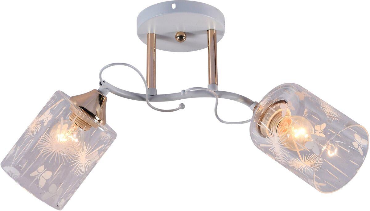 Люстра потолочная Light House SRS-20739/2 плафон прозрачный с узором Белый/Золотой