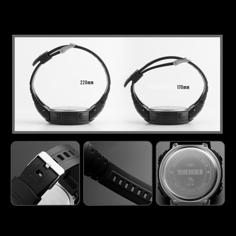 Наручний годинник спортивний чоловічий Skmei Чорний (1301 Black) - фото 6