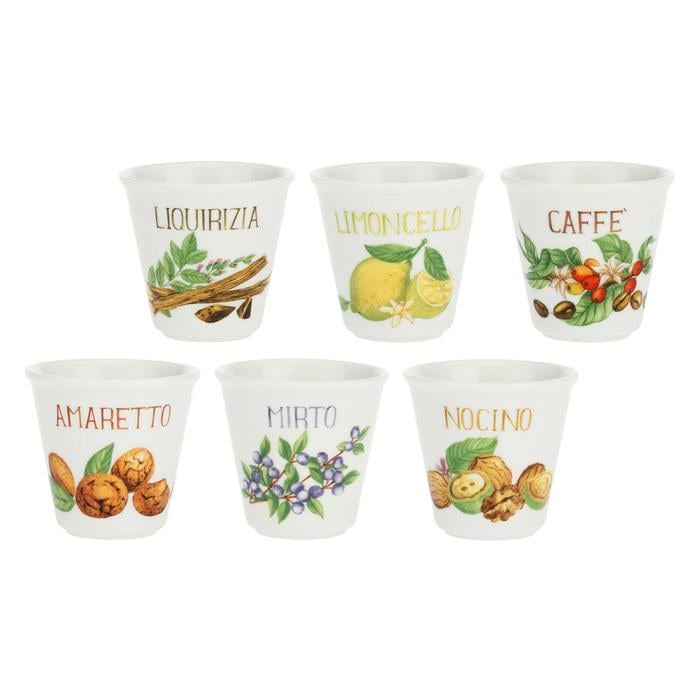 Набір шотів La Porcellana Bianca LIQUORELLI MIX порцеляна 75 мл 6 шт. (P012715MIX)