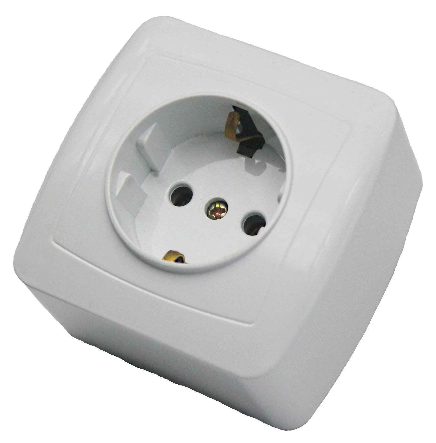 Розетка Alsu El-Bi 1-ая с заземлением накладная закрытая Белый (23743469)