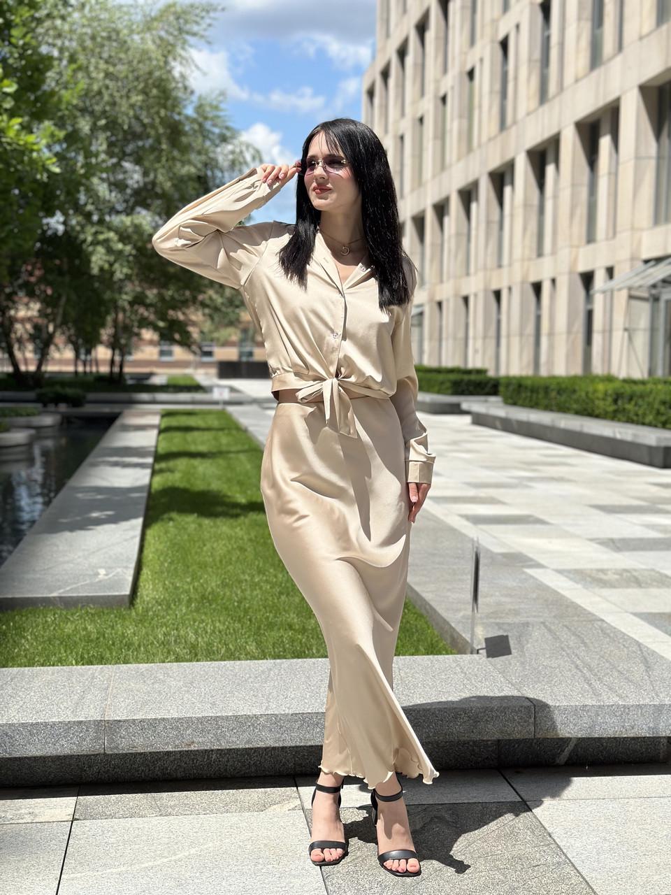 Женская блуза из шелка Армани 3XL Капучино (2656491019)