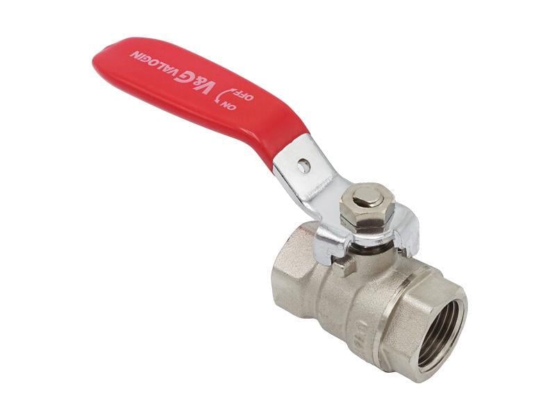 Кран шаровой V&G VALOGIN Optima 1/2" ВВ ручка никель Красный (RS-VG-102201)