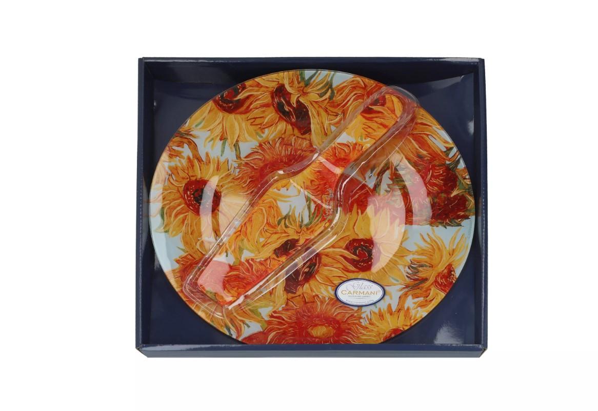 Стеклянная тарелка для торта Carmani с лопаткой Ван Гог Звездная ночь d 30 см (198-1224) - фото 6