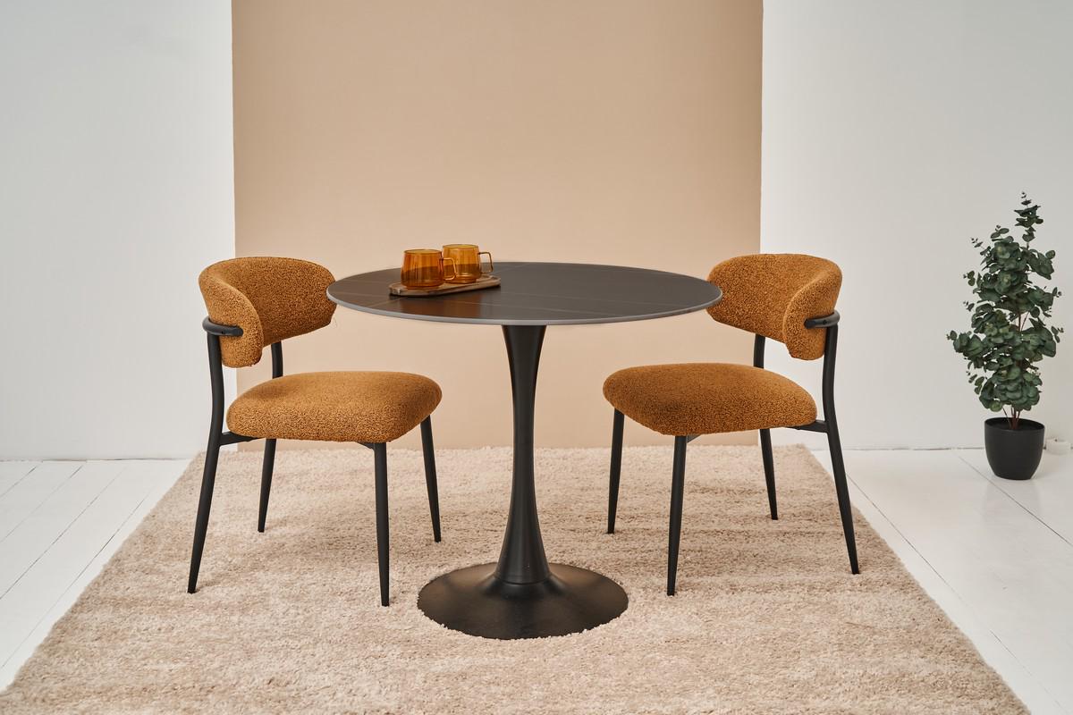 Обідній стіл круглий Vetro Mebel T-325 900/760 мм Лоран блек/Чорний (28830759) - фото 5