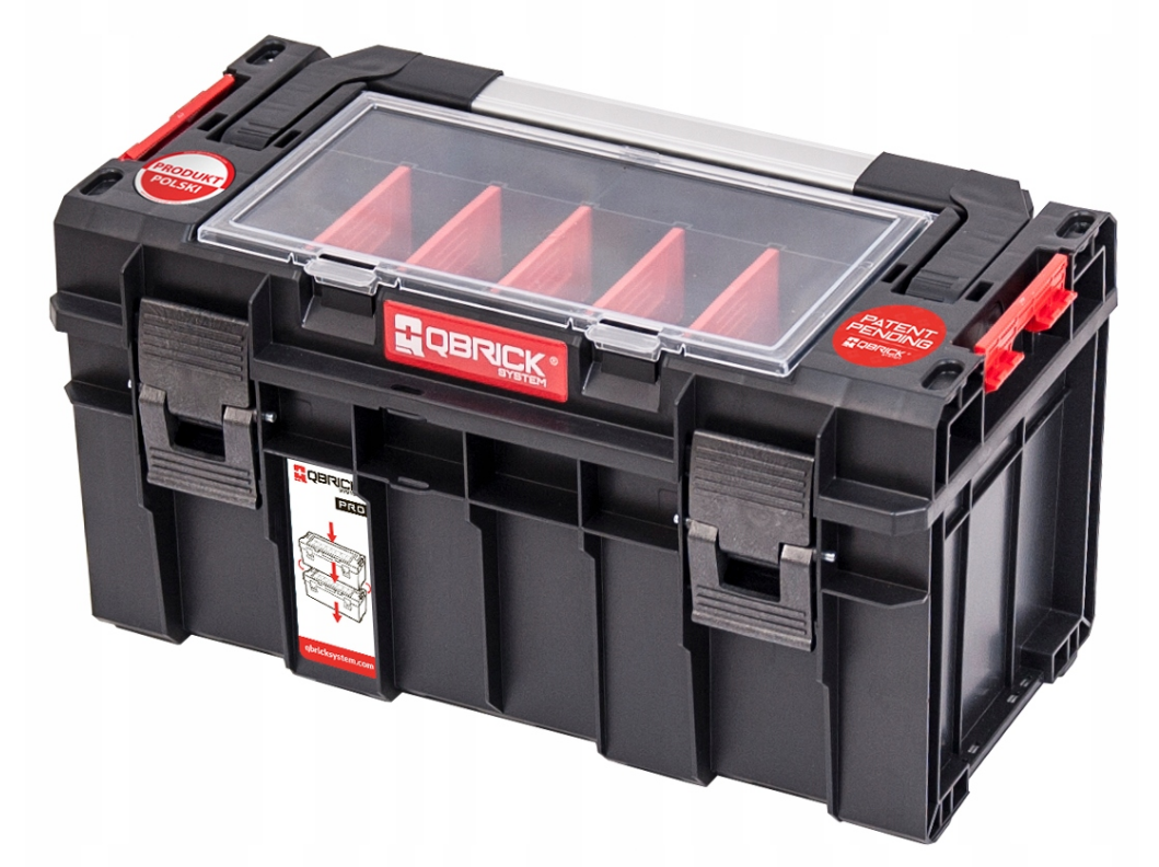 Ящик для хранения инструментов QBRICK SYSTEM PRO 500 Expert 45х26х24 см модульный пластиковый 14 л Красный/Черный (leo-140036)