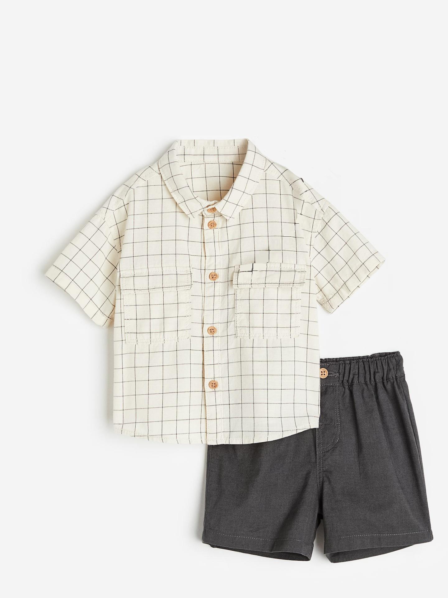 Комплект H&M 92 см сорочка/шорти Бежевий/Сірий (A260910660221)