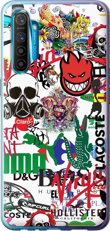 Чехол на Realme XT Many different logos (4022u-1868-42517)