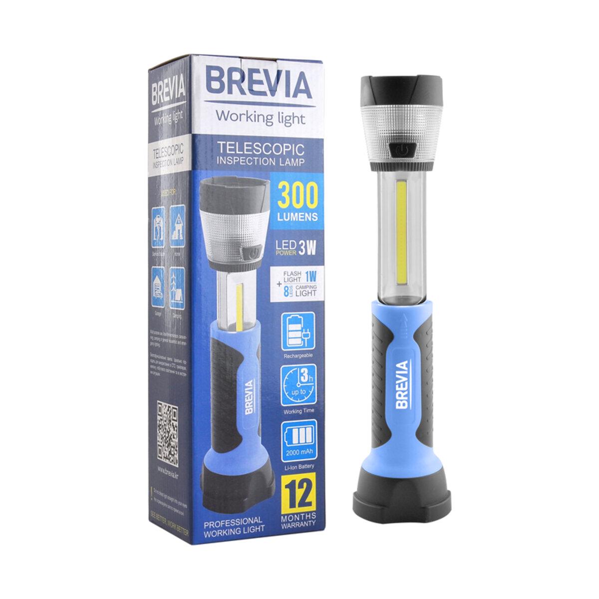 Ліхтар інспекційний Brevia телескопічний 3W COB+1W LED+8LED 300lm 2000 mAh AC 220 (18298314)