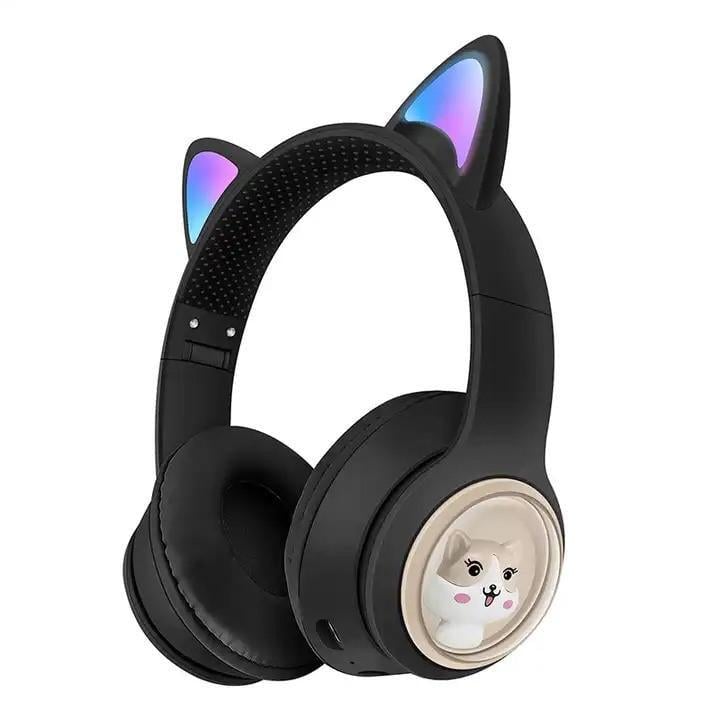 Наушники MDR CAT ear VZV-23M 9537 Bluetooth 5.3 с подсветкой Black (608834)