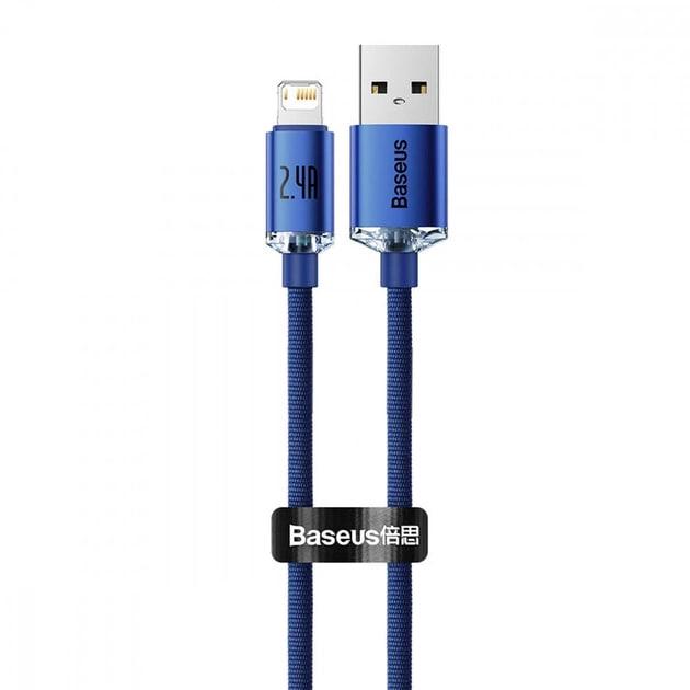 Кабель BASEUS Crystal Shine Series USB For Lightning швидка зарядка 2,4 A 2 м Blue (CAJY000103) - фото 6