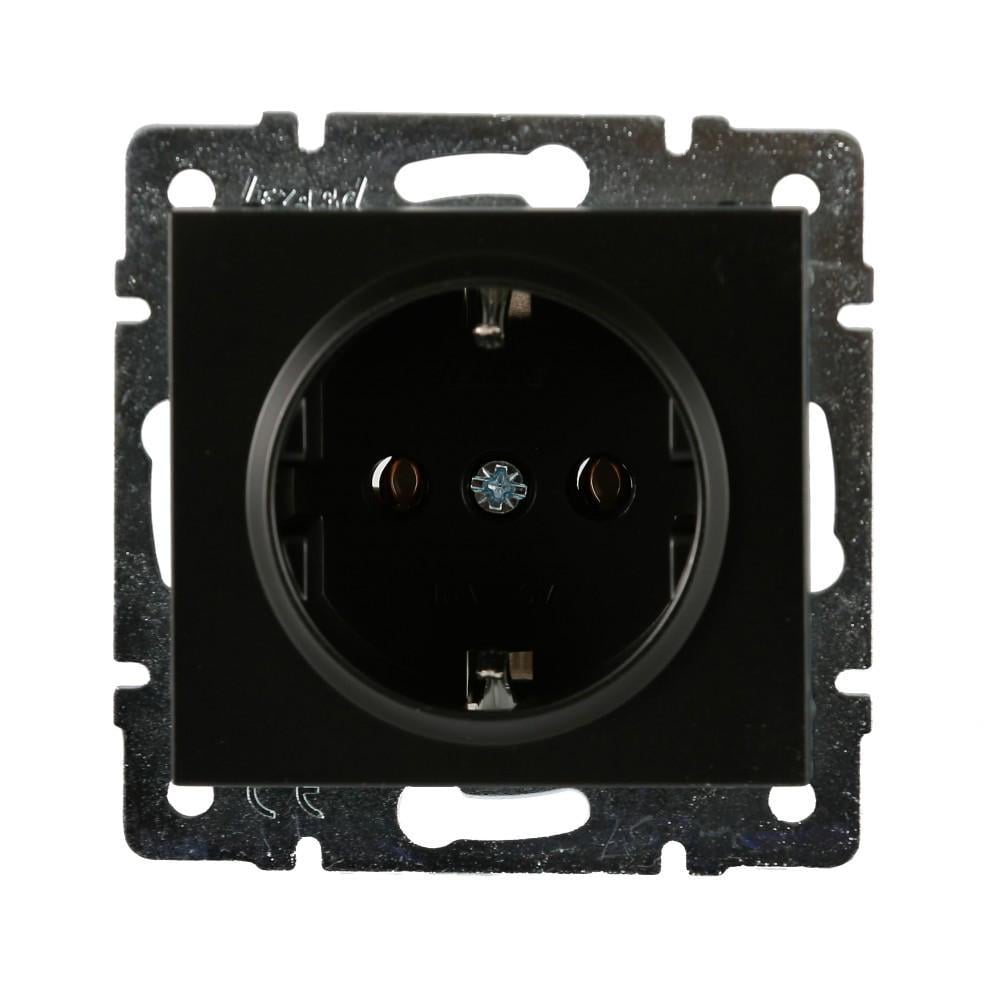 Розетка Lezard Rain 1-а з заземленням без рамки Антрацитовий (703-4288-122В)