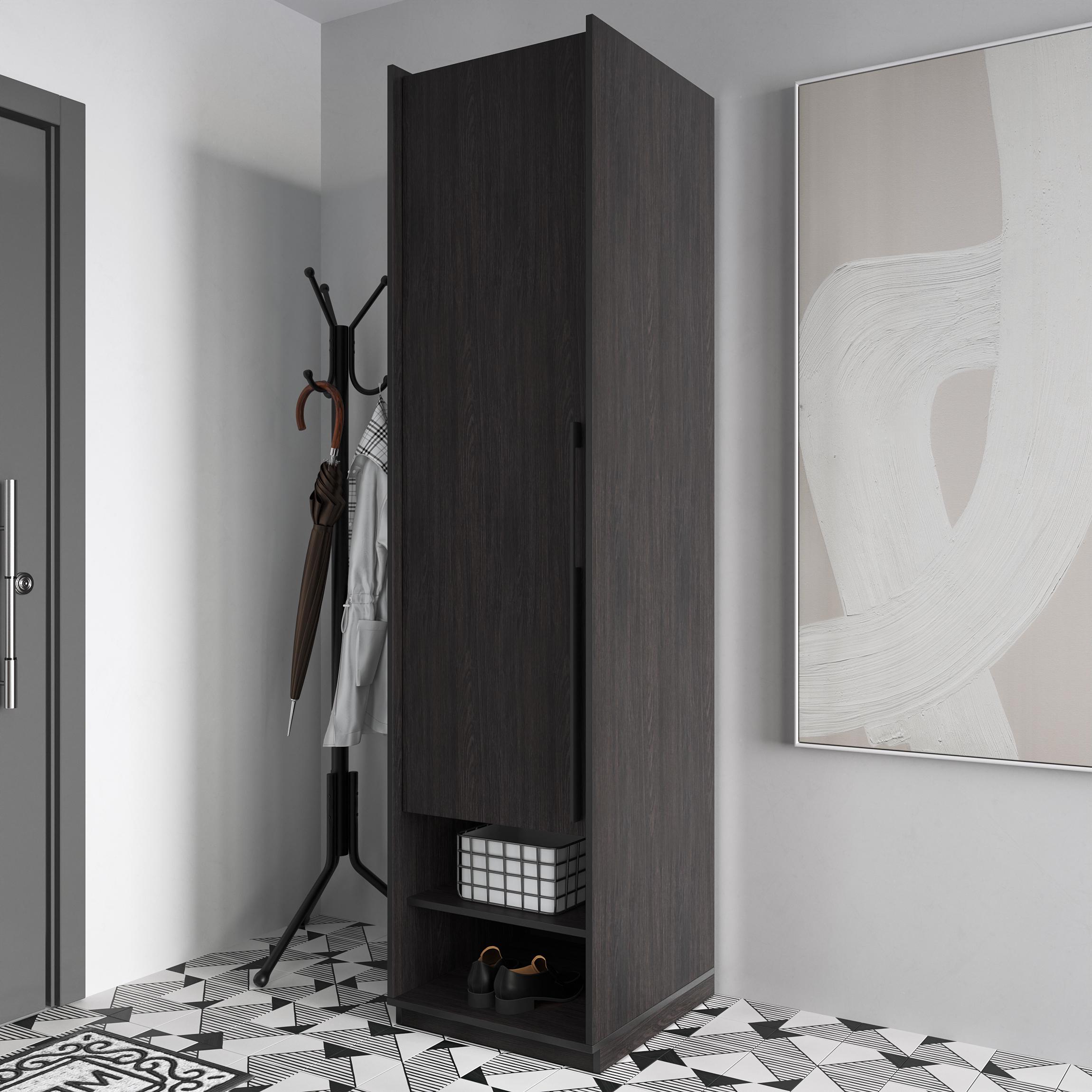 Шафа пенал в передпокій розпашна однодверна на 7 полиць 519х2100х570 мм Венге темний (mr-1-vg)