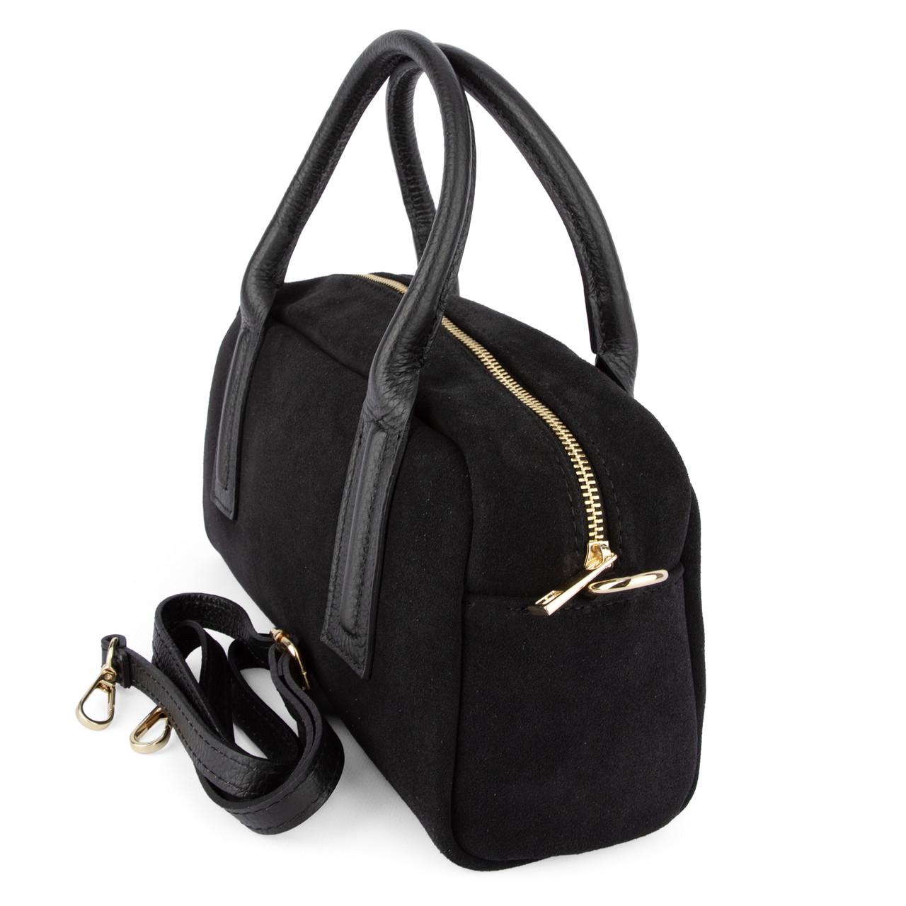 Сумка жіноча замшева Virginia Conti 03972 зі шкіряними ручками Чорний (2660943064) - фото 3 Сумка жіноча замшева Virginia Conti 03972 зі шкіряними ручками Чорний (2660943064) - фото 3
