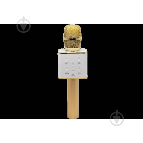 Беспроводной караоке микрофон GTM с динамиками в чехле Bluetooth USB Q7 Gold