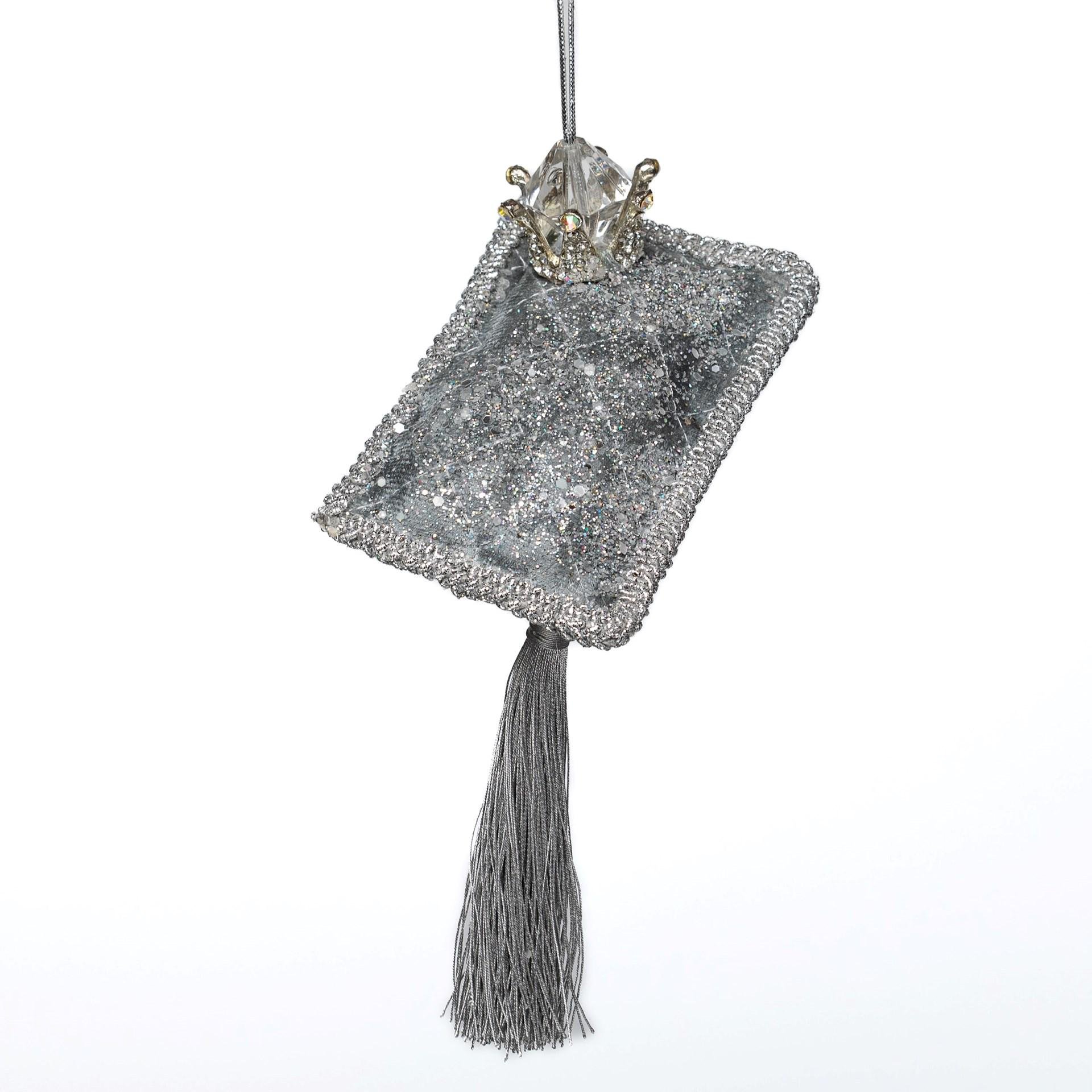 Іграшка на ялинку Флоріаль "Арктика" корона на подушці 8 см Сірий (1315)