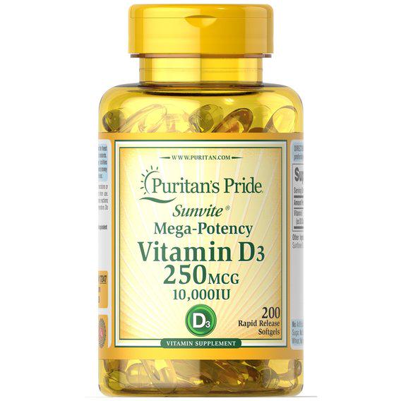 ᐉ Витамин D Puritan's Pride Vitamin D3 10 000 IU 200 Softgels