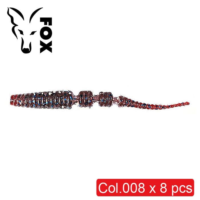 Силіконовий слаг Fox Leech Javastick №008 їстівний 5,5 см 8 шт. Вишневий/Синя блискітка (8769) (8769)