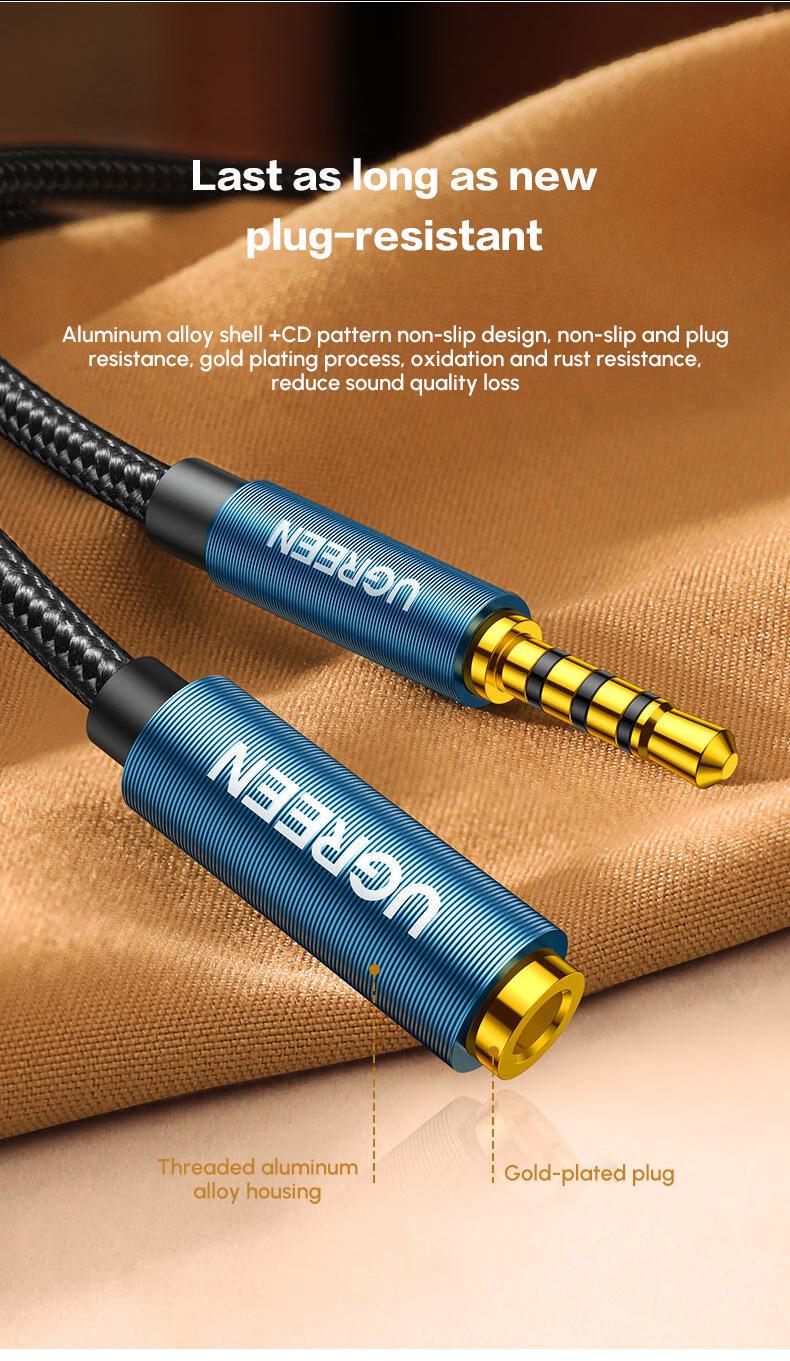 Аудіокабель з підтримкою мікрофона UGREEN 5 м в нейлоновому обплетенні позолочені конектори Hi-Fi звук 5 м Синьо-чорний (60636) - фото 6 Аудіокабель з підтримкою мікрофона UGREEN 5 м в нейлоновому обплетенні позолочені конектори Hi-Fi звук 5 м Синьо-чорний (60636) - фото 6