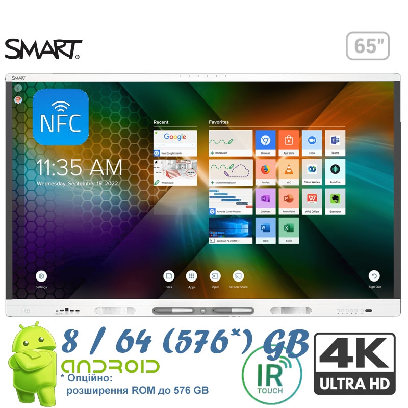 Інтерактивна панель Smart Technologies MX265-V5 дисплей 65" Android 13/NFC 8 64/576 Gb (tf177) - фото 16