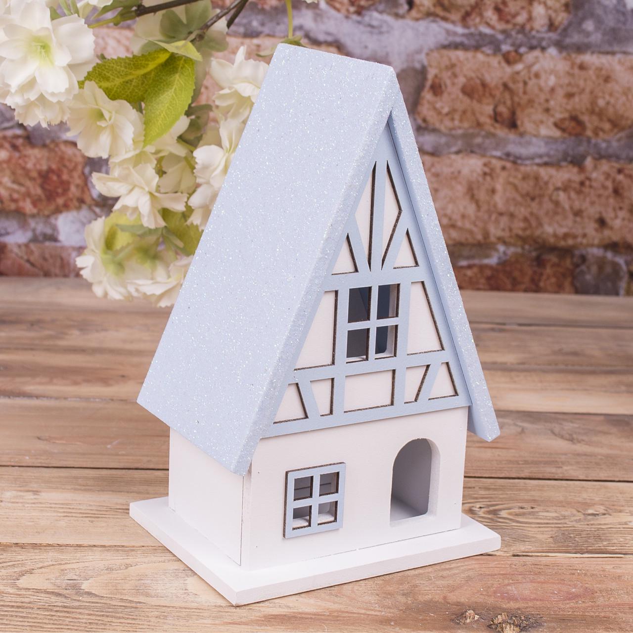 Деревянный домик с блестками Голубой (1550-1)
